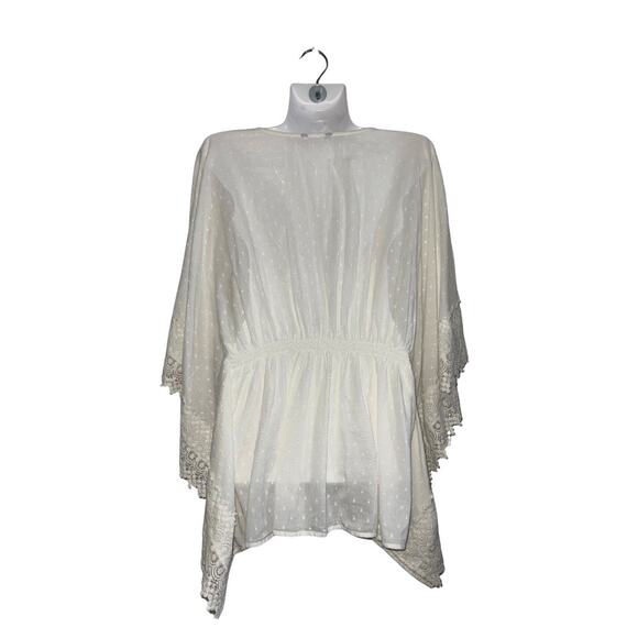 Bass Peasant Lace Eyelid Blouse Embroidery Size Medium Boho Hippy NWT Lagenlook - Picture 2 of 5